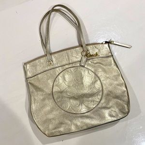 Coach Gold Leather Laura Tote Embossed Carryall
